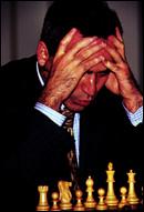 Kasparov struggles against Deep Blue